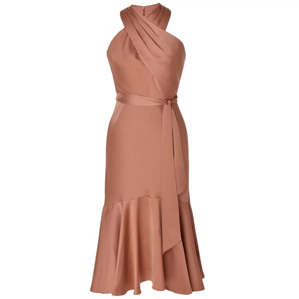 NWT Taylor Womens Criss-Cross Maxi Halter Dress Sedona